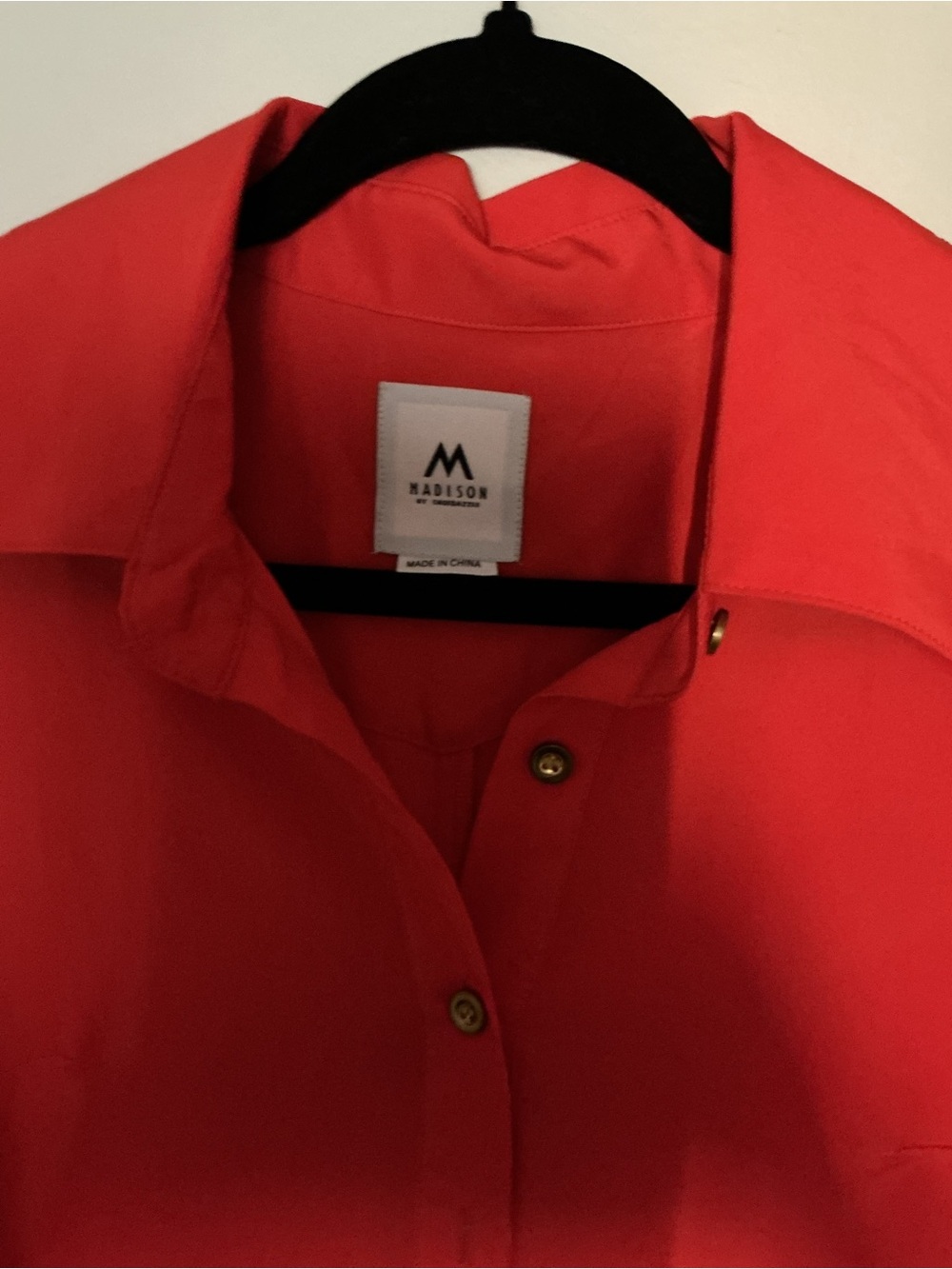 Madison Coral-Red Button Front dress - Picture 7 of 11